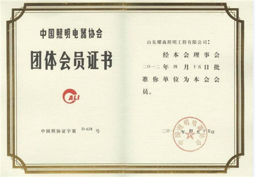 团体会员证书副本